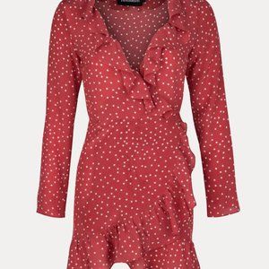 Realisation Par Alexandra silk red star print wrap dress Size M.